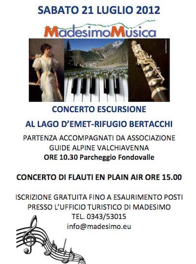 Concerto escursione al Lago d’Emet con MadesimoMusica 